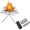 LISM Porta falò portatile per barbecue all'aperto, griglia per braciere per barbecue, supporto per stufa a legna per braciere in rete di acciaio inossidabile, portafiamme pieghevole