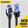 ESSAGER Cavo Ethernet Essager CAT8 40 Gbps 2000 MHz CAT 8 Rete Cavo Internet Lan intrecciato in cotone per laptop Cavo router PS 5 RJ45