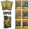 TAKARA TOMY 55 pz Lamina D'oro di Plastica Yu-Gi-Oh Anime Carte in Inglese Occhi Azzurri Exodia Obelisk Slifer Ra Yugioh Classic Proxy Card bambini