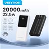 Vention Power Bank Vention Certificato 3C 20000mAh 22.5W con Cavo USB-C e Lightning Integrato, Caricabatterie Portatile Rapido, Batteria di Riserva CCC