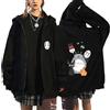 Bandai Ghibli 2025 New Hot No Face Felpa con cappuccio nera da donna Anime Stampa posteriore in cotone Casual Autunno Inverno Streetwear Moda Giacca Cosplay