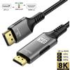 FDBRO Cavo DisplayPort a HDMI Convertitore da 8K DP1.4 a HDMI 2.1 8K a 60Hz 4K a 120Hz HDR HDR per proiettore monitor TV PC portatile desktop