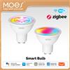 MOES Tuya ZigBee/WiFi GU10 Lampadina LED intelligente RGB + C + W Lampada dimmerabile bianca Smart Life App Controllo vocale Alexa Google