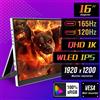 Anmite Monitor da gioco portatile da 16 pollici 165Hz/120Hz 300cd/m Bassa luce blu per XBox PS4/5 Switch Telefono cellulare PC Loptop Estensione