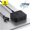 Baseus 120W Caricatore da tavolo Caricatore rapido per laptop Caricatore 6 in 1 per iPhone 17 16 15 14 Pro Max Samsung iPad Caricatore rapido GaN