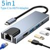 DIXSG Docking station USB C da 5/8 porte tipo C a HDMI 4K/RJ45 100M Splitter USB3.0 Adattatore HUB USB C ad alta velocità da 5 Gbps per laptop Macbook