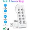 HITRENDS(电子) Multipresa europea a 10 vie con 2 USB A 2 USB C PD20W ricarica rapida Presa multipla Doppio interruttore Protezione contro le sovratensioni Cavo da 2 m