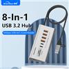 Blueendless HUB USB3.2 Gen2 da 10 Gbps in alluminio con lettore di schede TF/SD USB-C/USB A Hub 5 in 1 8 in 1 per PC Computer portatile macbook