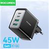 Rocoren GaN 45W 4 in 1 Porte multiple Ricarica rapida USB Tipo C Caricatore rapido portatile per iPhone 17 16 15 Pro Max Samsung Xiaomi