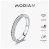 MODIAN Abbagliante D Colore Rettangolo Moissanite Anelli Impilabili 925 Sterling Silver Eternity Band Anelli Per Le Donne Gioielleria Raffinata
