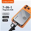 CABLETIME USB C HUB 7 IN 1 con NVMe SSD Magnetico 4K ProRes Registrazione video SD/TF 3.0 Forte attacco magnetico per iPhone 17