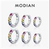 MODIAN 3 Dimensioni Colorate Fibbia Dell'orecchio 925 Sterling Silver Trendy Impilabile Rotondo Zirconia Orecchini A Cerchio Per Le Donne Gioielleria Raffinata