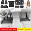 USVOTOV Tappetini per Tesla Model Y Juniper 2025 2026 Per tutte le stagioni Anteriore Posteriore Cargo Liner Seconda fila Sedile Posteriore Pad Tronco Zerbino Accessori