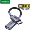 UGREEN Displayport 1.4 DP a HDMI Adattatore Convertitore 8K 60Hz, Display Port unidirezionale a HDMI Convertitore VRR HDR HDCP2.3 0,2 m
