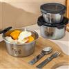 WORTHBUY Contenitore per il pranzo sigillato con coperchio Contenitore per il pranzo rotondo in acciaio inossidabile 304 Frigorifero Scatola per la conservazione della freschezza Cassaforte per