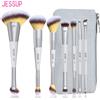 Jessup Set di pennelli per trucco 3/7 pezzi Fondotinta sintetico a doppia estremità Blush Evidenzia pennello per sopracciglia con borsa, grigio silenzioso T520