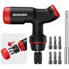 Geinxurn Set di cacciaviti a cricchetto con impugnatura a T con bussole e punta per cacciavite multipla S2 FIXEDGE memorizzata nella maniglia, perfetta per la casa