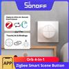 SONOFF Orb Pulsante scena intelligente Zigbee 4 in 1 Design magnetico diviso Zigbee e eWeLink-Dual protocollo remoto Azioni di attivazione multiple