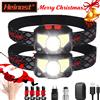 Heinast 8 modalità Faro LED Sensore di movimento Handfress Potente lampada frontale Lampada frontale COB Torcia elettrica Torcia frontale per campeggio, pesca