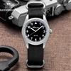 ADDIESDIVE Orologio da uomo retrò K1 Vetro minerale Acciaio inossidabile 100 m Orologio da notte impermeabile Orologio da 36 mm Movimento Orologio al quarzo in nylon