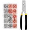 WOZOBUY 970 pz Rame Tubo di Collegamento Filo Comune Piccolo Tubo di Rame Terminale Cavo Capocorda Bootlace Ghiera Kit Con Tubo Termoretraibile pinza