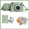 FUJIFILM Borsa per fotocamera Fujifilm Instax Wide 400 + Album Wide 80 con motivo Litchi verde + Borsa magnetica per foto in pelle PU antiurto in silicone morbido