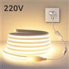 Lcamaw Striscia luminosa al neon a LED in silicone puro con interruttore da 220 V, presa europea, nastro COB autoadesivo impermeabile e ignifugo, 280 LED/M, decorazione per cucina