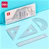 Deli Set di righelli in lega di alluminio Goniometro per righello triangolare multifunzionale per forniture di cancelleria per la scuola di disegno per esami di studenti