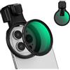 K&F CONCEPT Kit Filtri per Telefono Clip-on CPL/ND2-32 Variabile 58mm per iPhone 16 15 Pro, Xiaomi, OPPO, Clip Universale per Fi