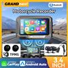 grandnavi Mini navigazione per moto da 3,4 pollici GPS DVR Wireless Carplay Android Auto IP67 Display impermeabile Bluetooth 5.0 Monitor Moto