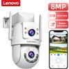 Lenovo Telecamera di Sicurezza WiFi PTZ Lenovo 8MP con Doppio Schermo, Visione Notturna a Colori, Telecamera CCTV per Esterni con Tracciamento Automatico