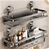 YUNJIEYA Mensola da Bagno Senza Foratura con Ventosa, Scaffale in Alluminio per WC, Organizzatore da Parete per Bagno