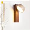 IISINUO Lampada da parete in pietra travertino giallo naturale stile Wabi Sabi girevole con interruttore a catena LED decorazione in legno di noce per camera da letto