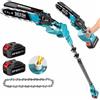 SEESII Motosega Elettrica Senza Fili da 8'' con Asta di Prolunga da 3M, Potatore per Potatura Rami, Sega a Palo per Batteria Makita 18V