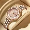 POEDAGAR Orologio da donna New Fashion Luxury Orologio da polso in acciaio inossidabile Bracciale Semplice orologio da donna luminoso impermeabile in oro rosa
