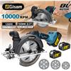 Gisam Sega circolare elettrica brushless Gisam 165mm 10000RPM, senza fili, con angolo regolabile, utensile elettrico per la lavorazione del legno, compatibile con batterie Makita 18V.