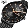 LIGE Orologi da Uomo LIGE di Marca di Lusso, Impermeabili, Ultra Sottili, con Data, Cinturino in Acciaio, Orologio al Quarzo Casual, Orologio Sportivo da Polso per Uomo