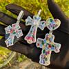 ESKEEM Gioielli Hiphop Collana con ciondolo croce con diamanti ghiacciati Placcato in oro 18 carati Ciondolo con ciondolo croce cristiana Gesù Cz da uomo