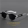 CATERSIDE Occhiali da Sole Rotondi Vintage da Uomo, Montatura in PC con Inserto Centrale, Aste Spesse, Protezione UV400, Occhiali da Sole Unisex alla Moda
