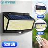 newstyle 1/4 Pezzi Luci Solari con Sensore di Movimento per Esterni, Faretto Solare 528/418 LED Impermeabile per Giardino, Cortile, Patio, Illuminazione di Sicurezza a Parete