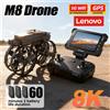 Lenovo Drone Lenovo M8 4K Professionale con Doppia Fotocamera e Schermo, WIFI 5G FPV GPS, Quadricottero Pieghevole con Flusso Ottico e GPS