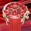 LIGE Orologi da uomo LIGE, marca di lusso, orologio in silicone rosso, impermeabile, sportivo, cronografo al quarzo, orologio da polso da uomo, Reloj Hombre