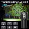 Wurkkos TS32 Torcia ad Alta Potenza 12000 LM con Funzione di Illuminazione Diretta e Diffusa, Impermeabile IPX8, Ricaricabile, 15W, Ricarica Inversa, 3 Batterie da 5000mAh