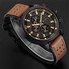 CURREN 8250 Orologio da Polso da Uomo Impermeabile Casual con Tre Lancette, Cinturino in Pelle Traspirante per Business