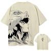 Bandai T-Shirt Demon Slayer Unisex Effetto Lavato, Inosuke Hashibira, Maglietta Anime Estiva Primaverile, Stile Retrò, Alta Qualità, Manica Corta