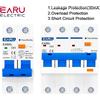 EARU Interruttore Differenziale EARU 2P 4P 63A 30mA MCB RCD RCCB RCBO per Protezione da Sovraccarico, Cortocircuito e Perdite di Corrente