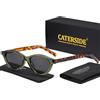 CATERSIDE Occhiali da Sole Ovali Retrò per Donna e Uomo, Montatura in TR, Aste in Acetato, Polarizzati con Protezione UV400, Occhiali da Sole Stile Cat Eye alla Moda