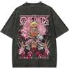 Bandai T-shirt Unisex Lavata One Piece - Donquixote Doflamingo - Abbigliamento Estivo Primaverile Anime - Maglietta Retrò Distressed a Maniche Corte