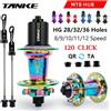 TANKE Mozzo MTB TANKE 120 Click con 6 Cuscinetti, Anteriore e Posteriore, 28 32 36 Fori, Freno a Disco QR, Mozzo Silenzioso per Bicicletta, 6 Cricchetti TH390