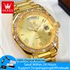 OLEVS 6747 Orologi da uomo in oro Calendario settimanale Orologio da uomo minimalista Orologio da polso meccanico automatico con lunetta in diamanti di lusso per uomo